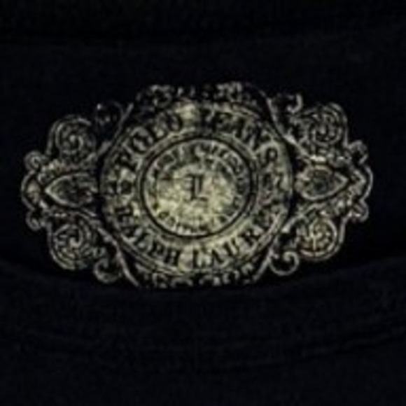 Polo Ralph Lauren Black Long Sleeve Cropped Graphic T Shirt Women's Size Medium - Picture 7 of 7